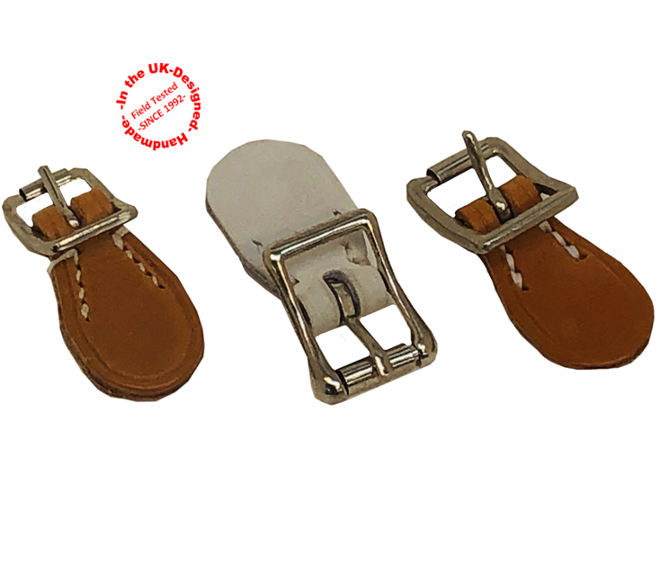 Roller Buckle with Hand Sewn Shaped Leather Tab