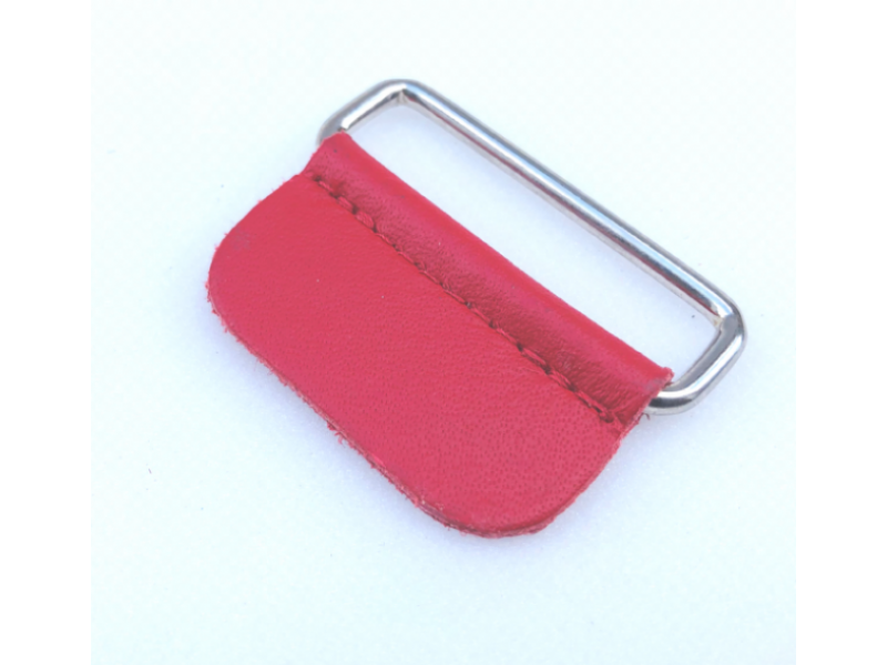 Standard Leather Tab with Oblong Loop Red