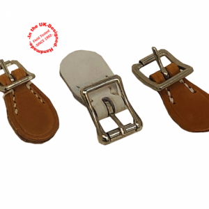 Roller Buckle with Hand Sewn Shaped Leather Tab